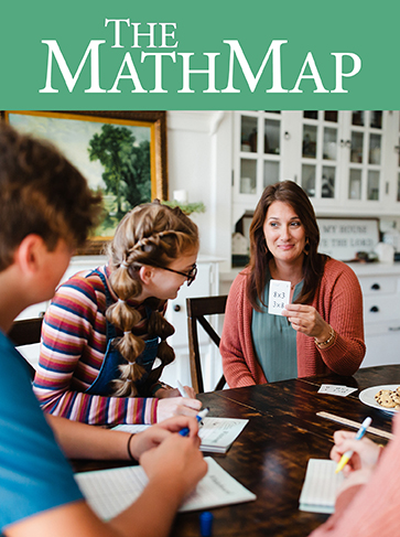 A homeschool parent teaching her children with The Math Map flashcards
